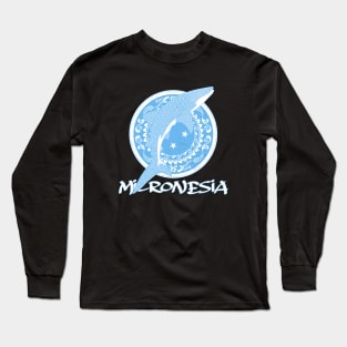 Whale Shark on Micronesian flag Long Sleeve T-Shirt